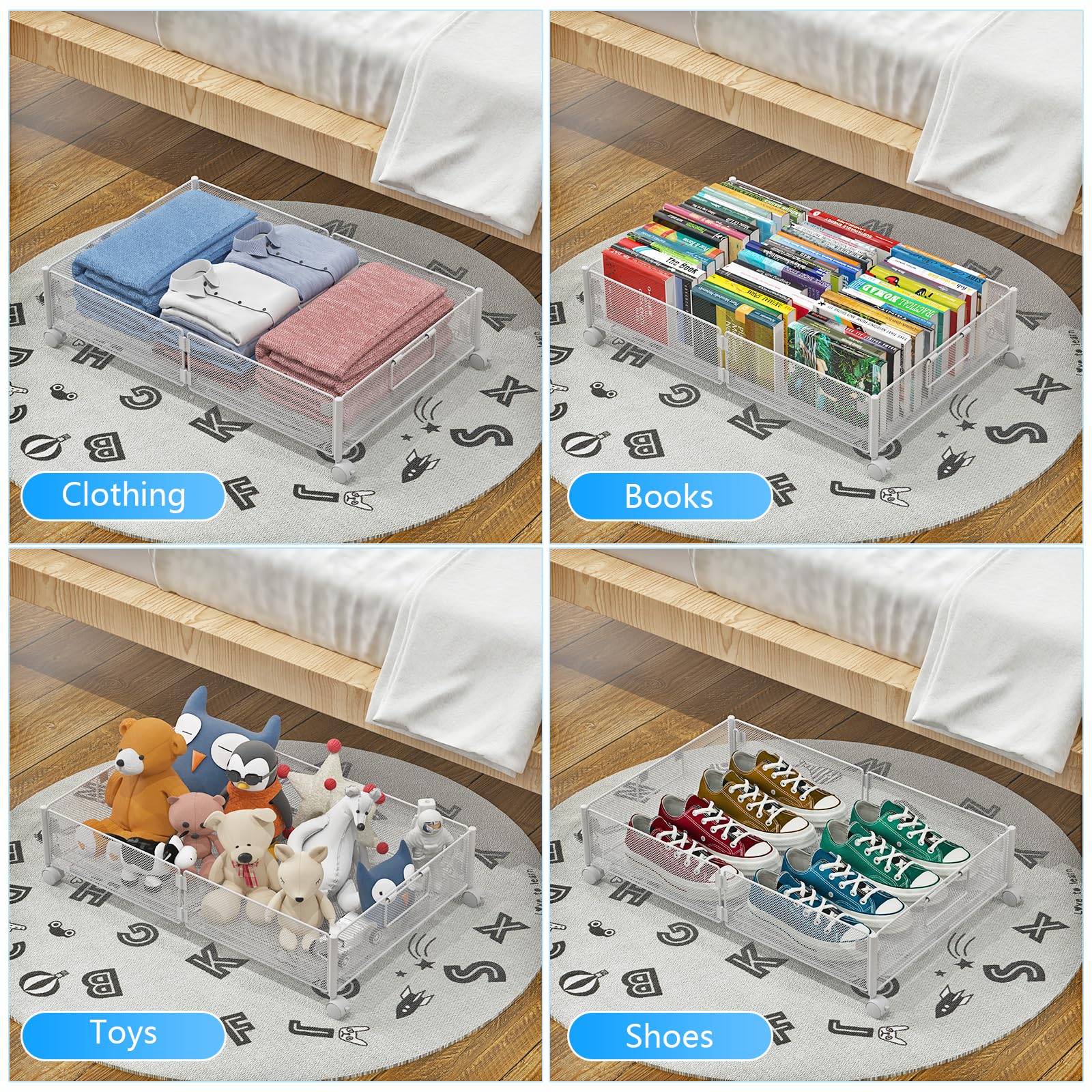 Closet Organizers And Storage VyGrow & Removable Under Bed Storage With  Wheels