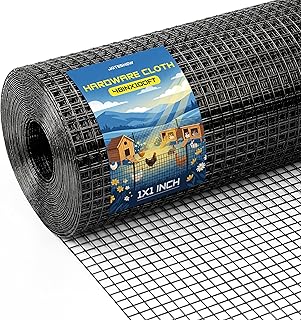 Black 1 inch Hardware Cloth 48in x 100ft 16 Gauge Black Coated Welded Wire Fence Vinyl Metal Wire Mesh for Chicken Coop Barrier, Rabbit Snake Fences, Poultry Enclosures