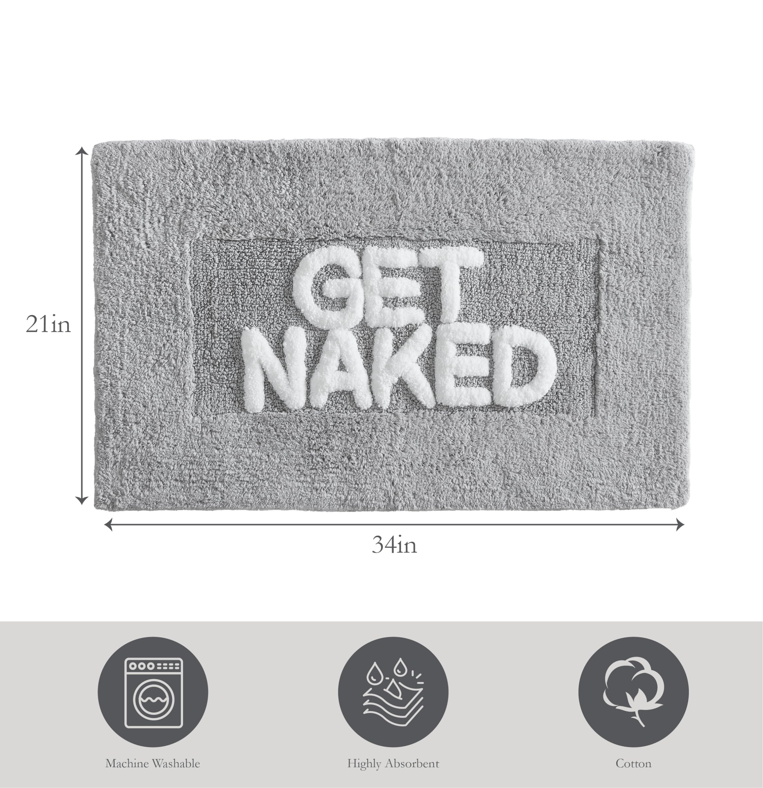 Cotton Bath Rug - Super Soft & Absorbent Bath Mat 21x34 Inches - Skid Resistant Bathroom Decor
