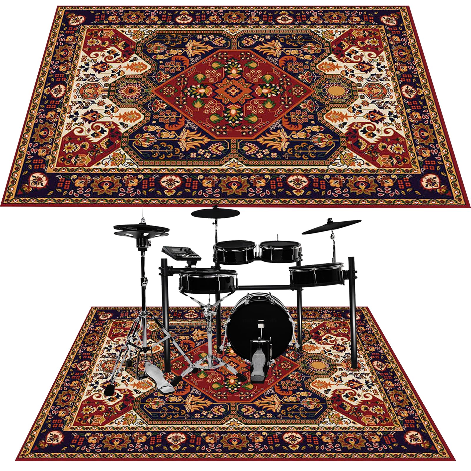 Tapis insonorisant pour Batterie électronique, Tapis de Tambour, Tapis Batterie Insonorisé pour Basse Caisse Claire, Tapis Professionnel Rectangulaire de Jazz Tapis de Batterie 120 x 80 cm