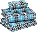 RUVANTI Flannel Feuilles de taille jumelée - 100% Ensemble de feuilles jumelles brushed en coton, poches profondes 16 Inches, toutes les saisons respirant & Draps de lit extra doux, chaud & C'est confortable. 3 Pièce, Plaid rouge