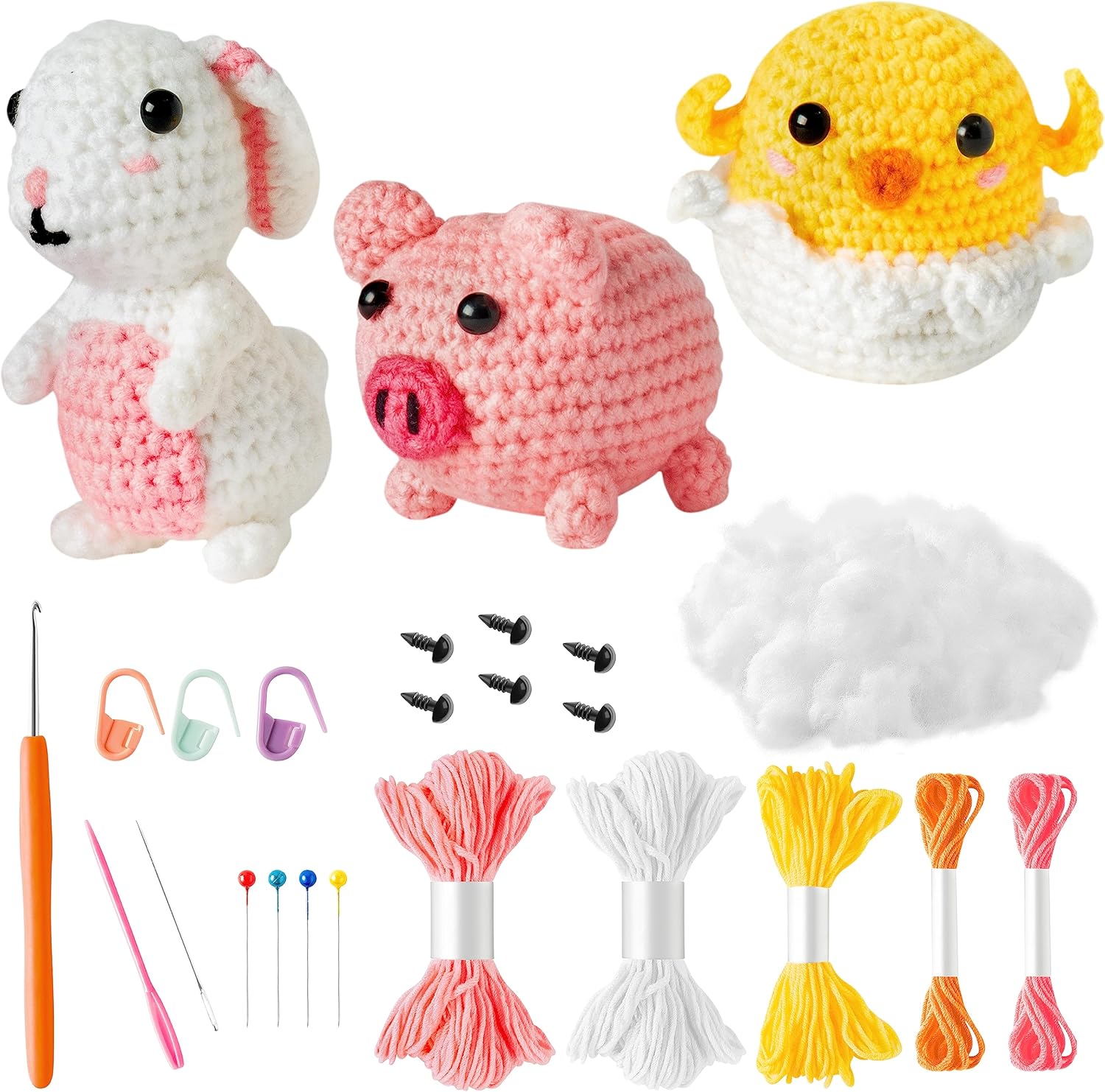 WATINC Beginner Crochet Kit Farm Animals Complete Crochet Kit for