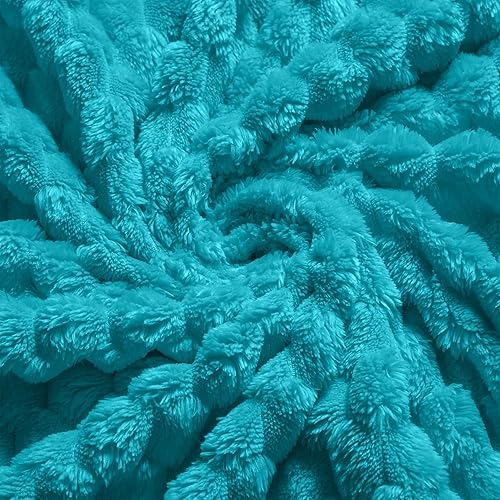 Vista 99 de Vessia Manta de franela de forro polar, 300GSM, acogedora manta a rayas verde salvia para sofá, cama y sofá, cálida y suave, acogedora manta