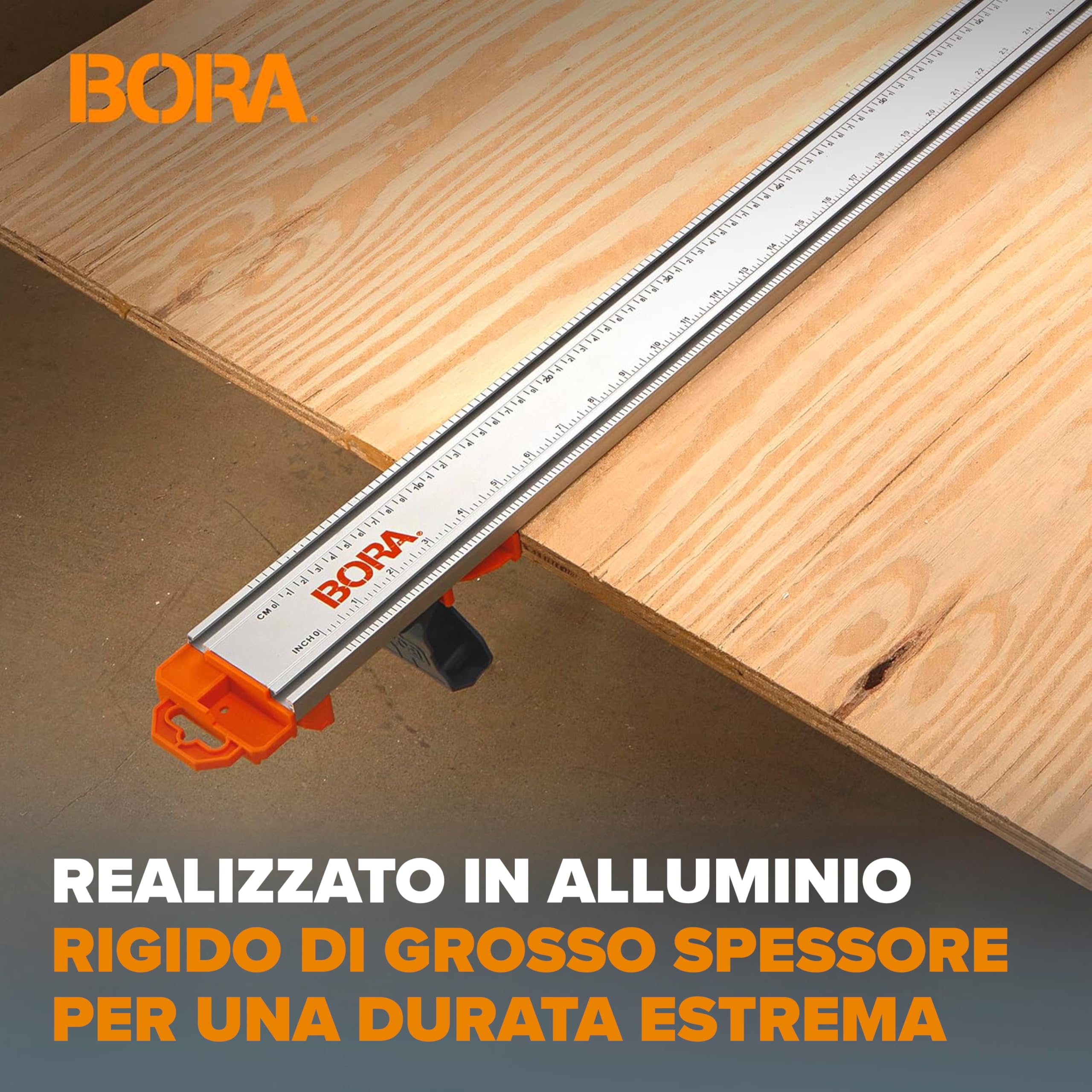 BORA NGX Clamp Edge 546100 – Guida di Taglio Dritta 2438 mm (96") per Sega Circolare, Tagli Precisi su Pannelli, Sistema Quick Connect