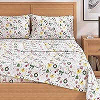 Vista 46 de Great Bay Home Christmas Flannel Sheet Set Full Size - 100% Turkish Cotton, Double-Brushed, Winter Bed Sheets - Ultra-Soft, Cozy, 4-Piece Holiday