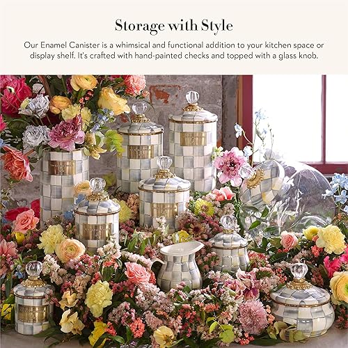 Miniatura 2 de MACKENZIE-CHILDS Sterling Check - Recipiente con tapa, azúcar, café o harina, mediano