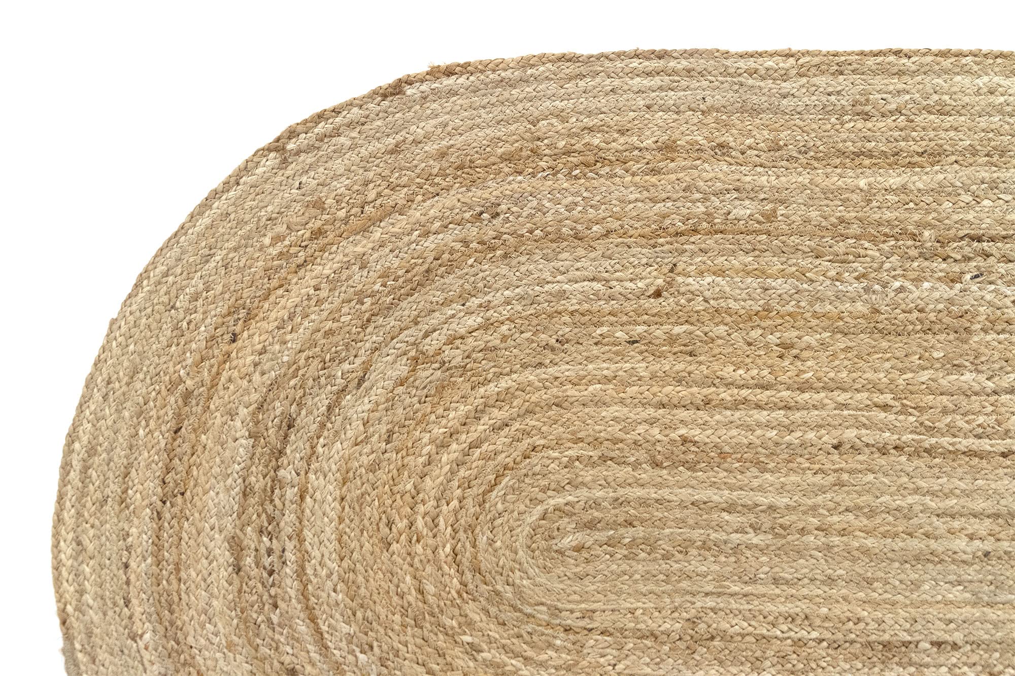 HAMID - Jute-Teppich Alhambra Oval Natural Color, 100% handgemachter Jutefaser-Teppich, für Wohnzimmer, Schlafzimmer, Dekoration, (70x140cm)