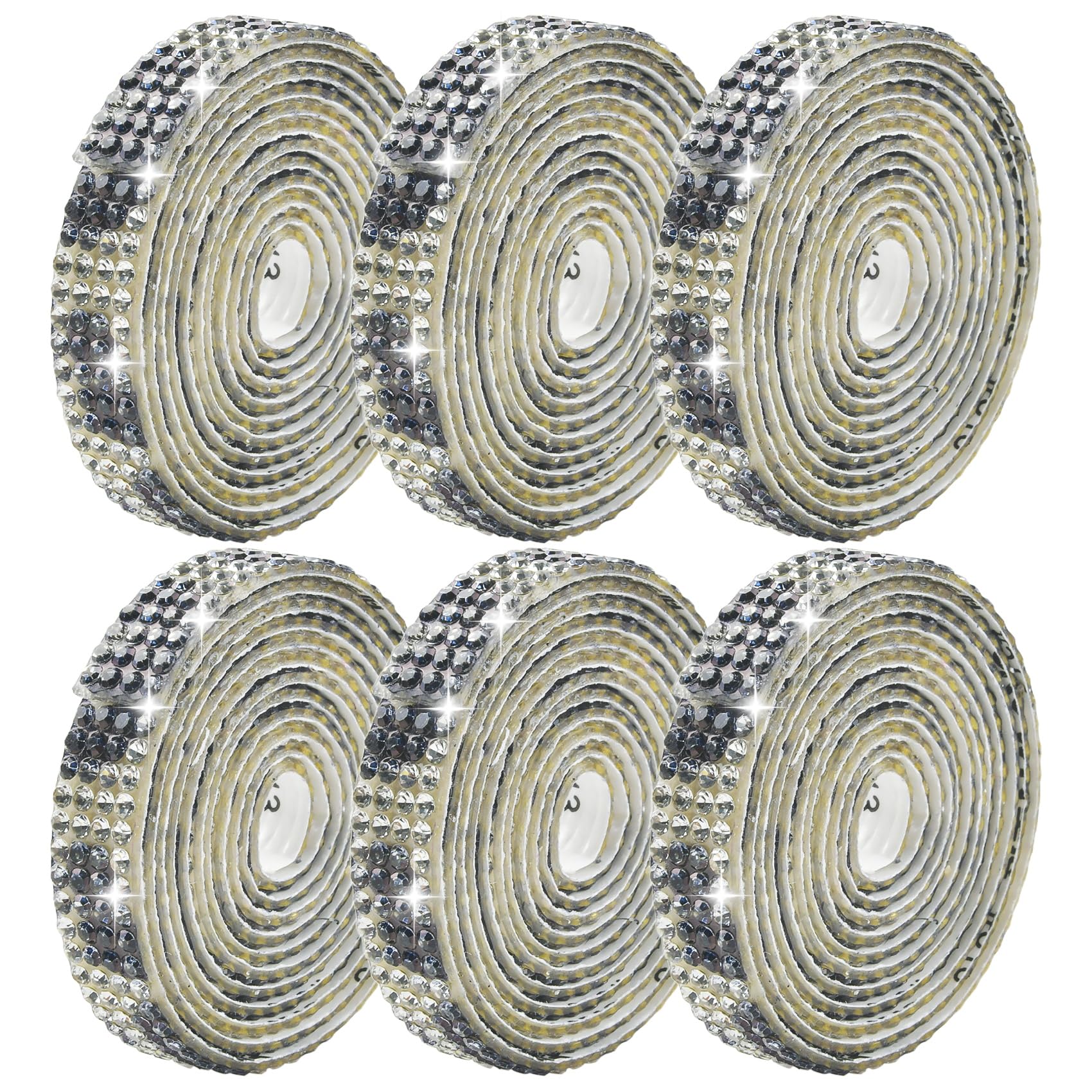 View 1 of Abitoncc 3PCS Self-Adhesive Crystal Rhinestone Ribbon, Diamond Bling Ribbons Stickers 6-Rolls Bedazzling Strips, 6-Yard Cow Color for DIY Crafts, Wedding, Shoes, Phone Cases, Decoration (ONLY 3)