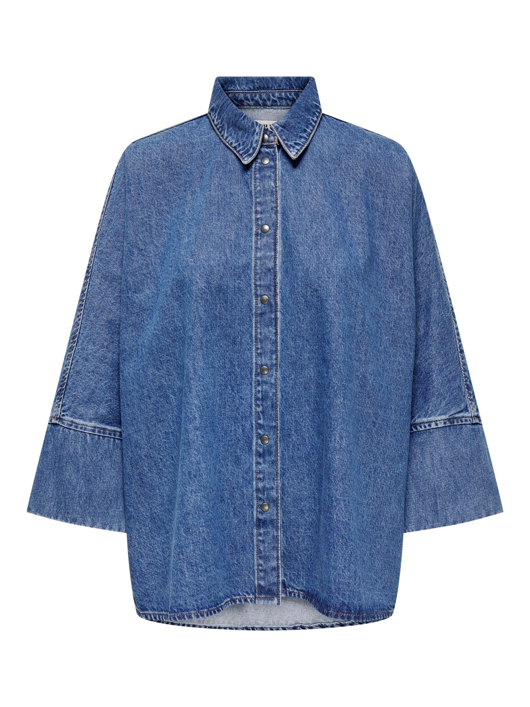 ONLY Women's Denim Shirt, Medium Blue (Medium Blue Denim), M