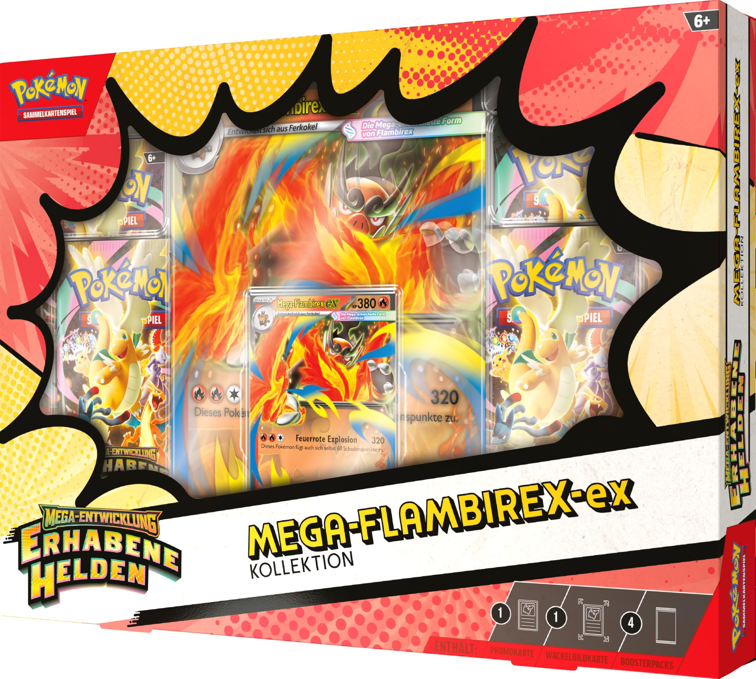 Pokémon-Sammelkartenspiel: Kollektion Mega-Entwicklung – Erhabene Helden: Mega-Flambirex-ex (1 holografische Promokarte… – Ansicht 3
