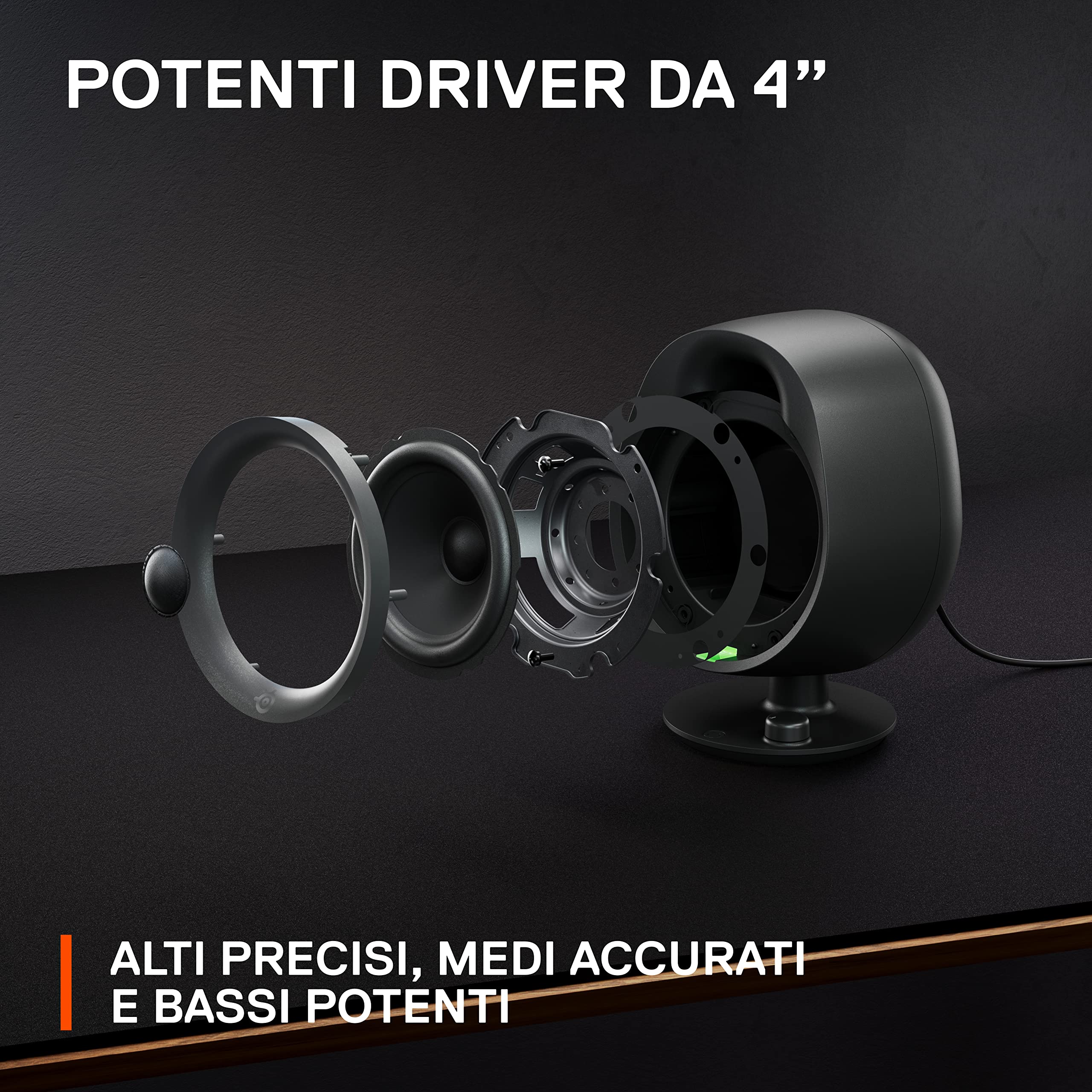 SteelSeries Arena 3 - Altoparlanti da gioco full-range 2.0 - Audio coinvolgente - Comandi sull’altoparlante - Driver da 4" - Con cavo e Bluetooth - Aux da 3,5 mm - PC, Mac, Mobile
