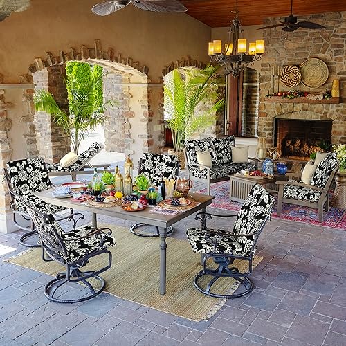 Miniatura 5 de Arden Selections earthFIBER - Cojín para silla de comedor al aire libre, 20 x 20 pulgadas, enrejado azul zafiro