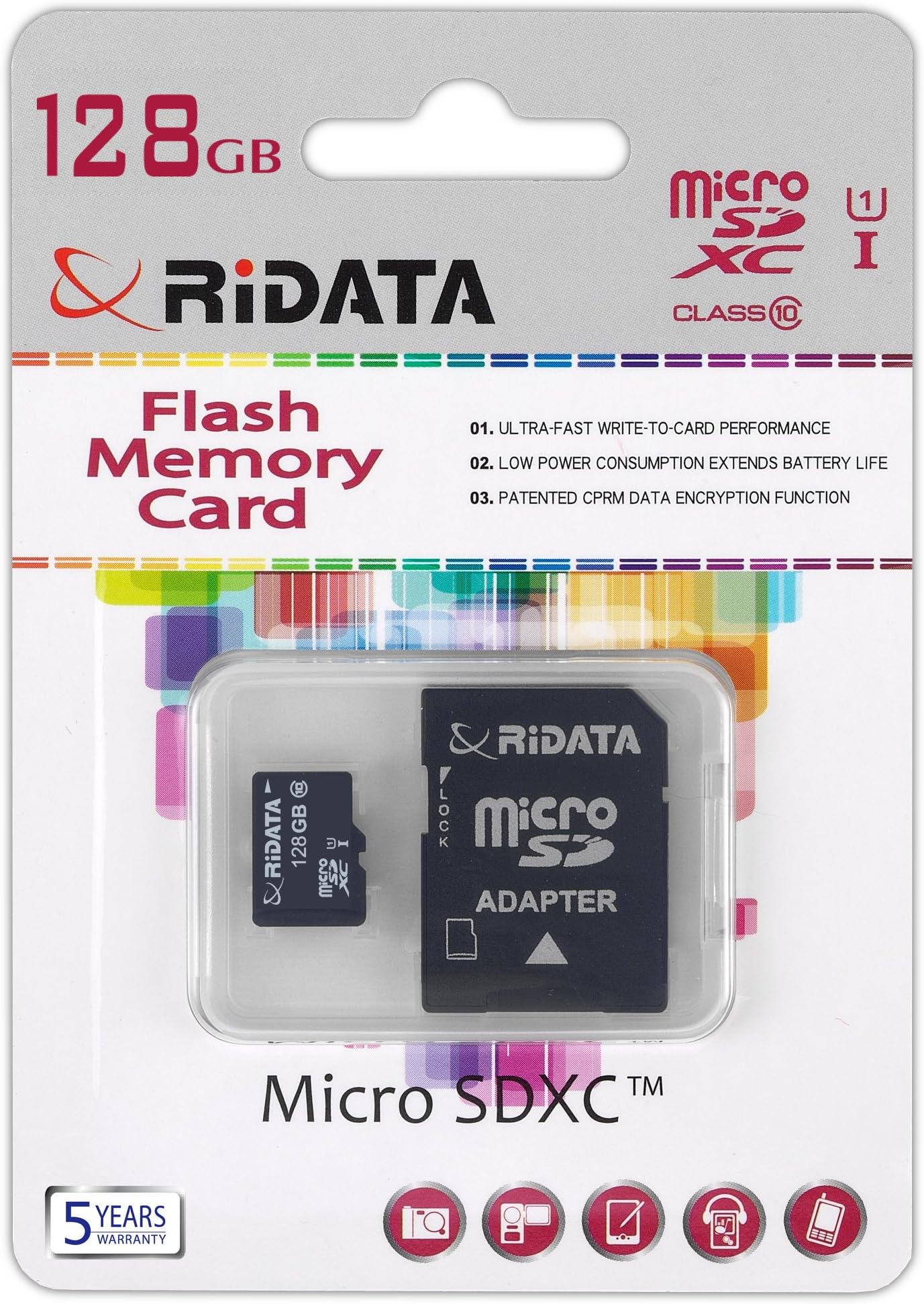 RIDATA micro SDXC 128GB for smartphone tablet smart TV camera GoPro GPS PDA MP3 MP4