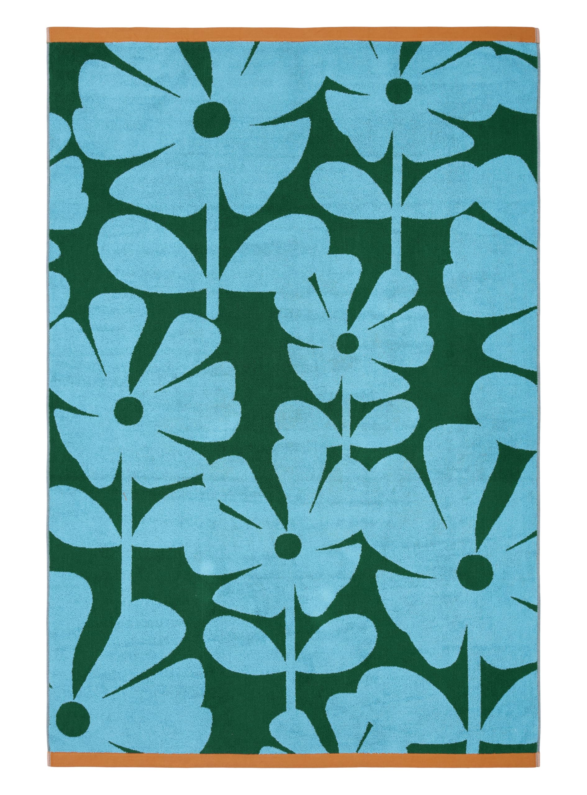 Orla Kiely Bathroom Towel Wildflower Blue Lagoon - Bath Sheet, 100x150cm