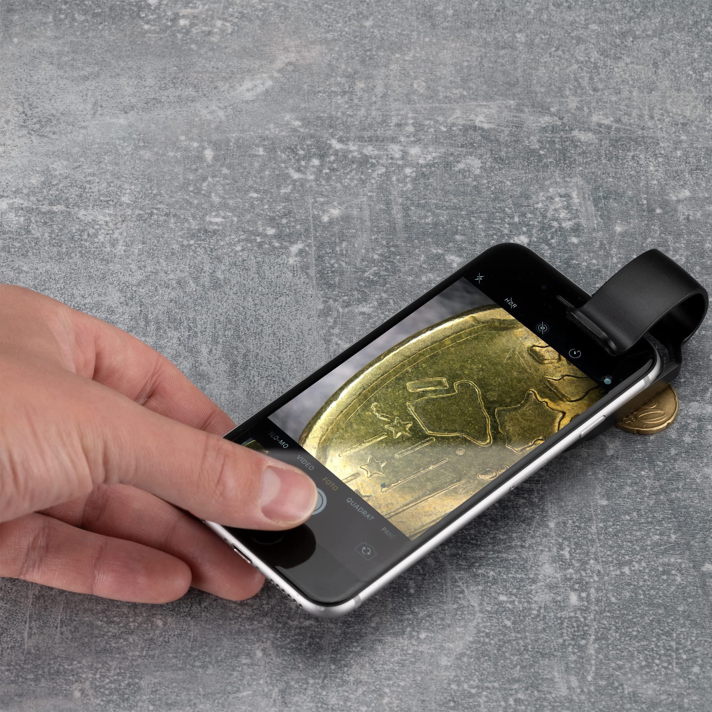 National Geographic 9118500 Microscope de téléphone Portable 200x avec CPL, 2 Modes de luminosité et Clip Universel, Compatible avec 98% des téléphones Mobiles, sans Application supplémentaire