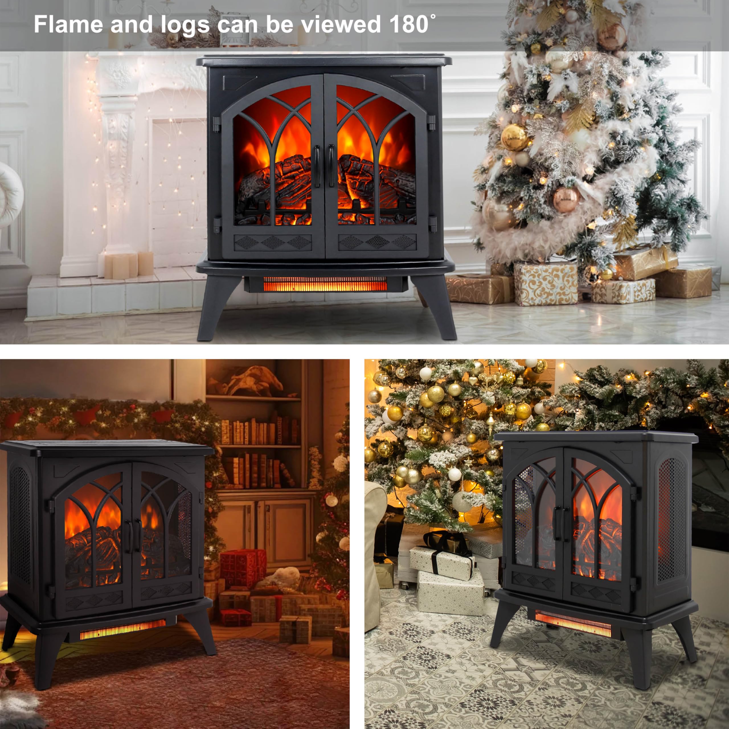 24 Electric Fireplace Freestanding Fireplace Heater W Realistic