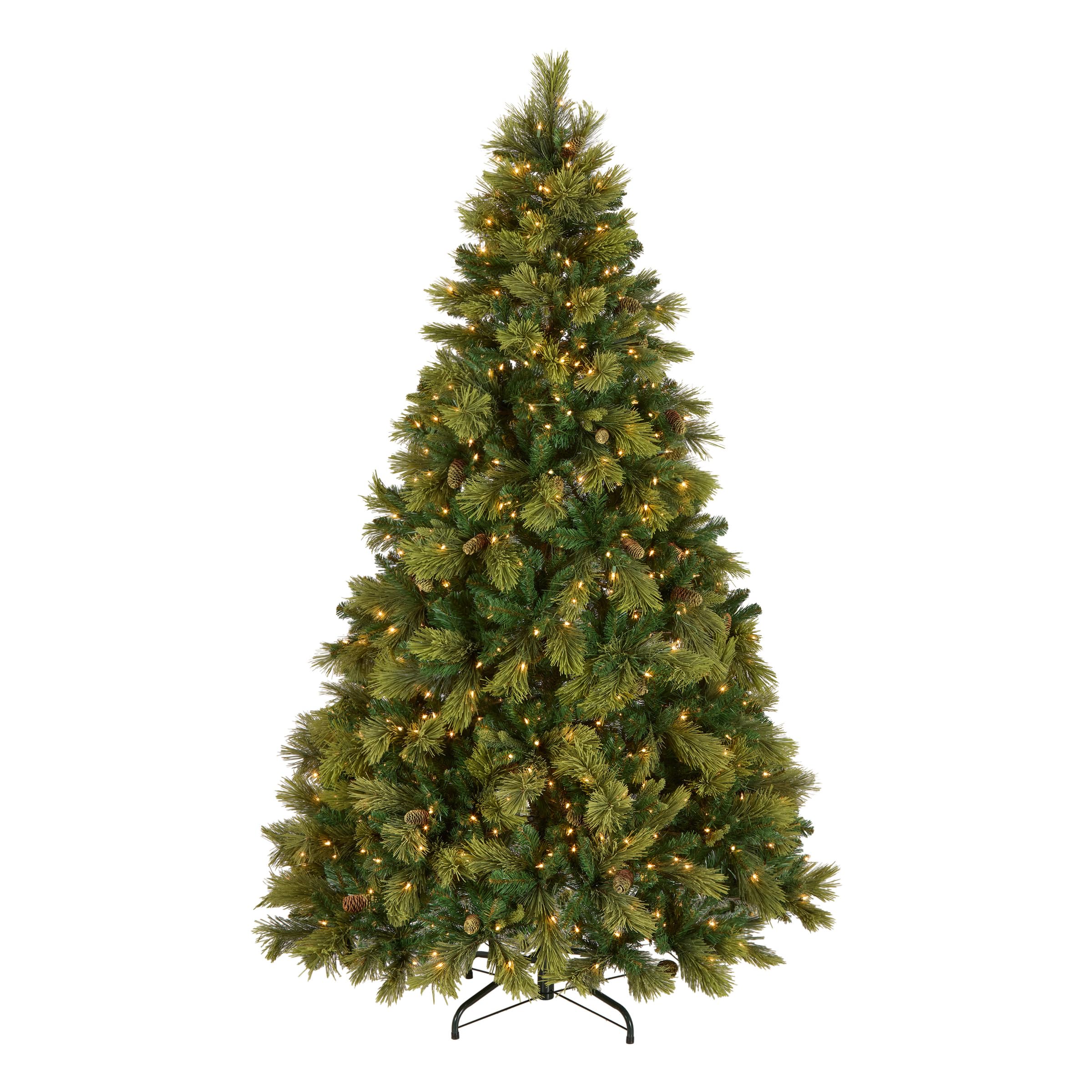 National Tree Company Carolina Pine 7.5 Foot Artificial Holiday Prelit Christmas Tree w/750 Clear Lights, Pinecones, 1399 Branch Tips and Metal Stand