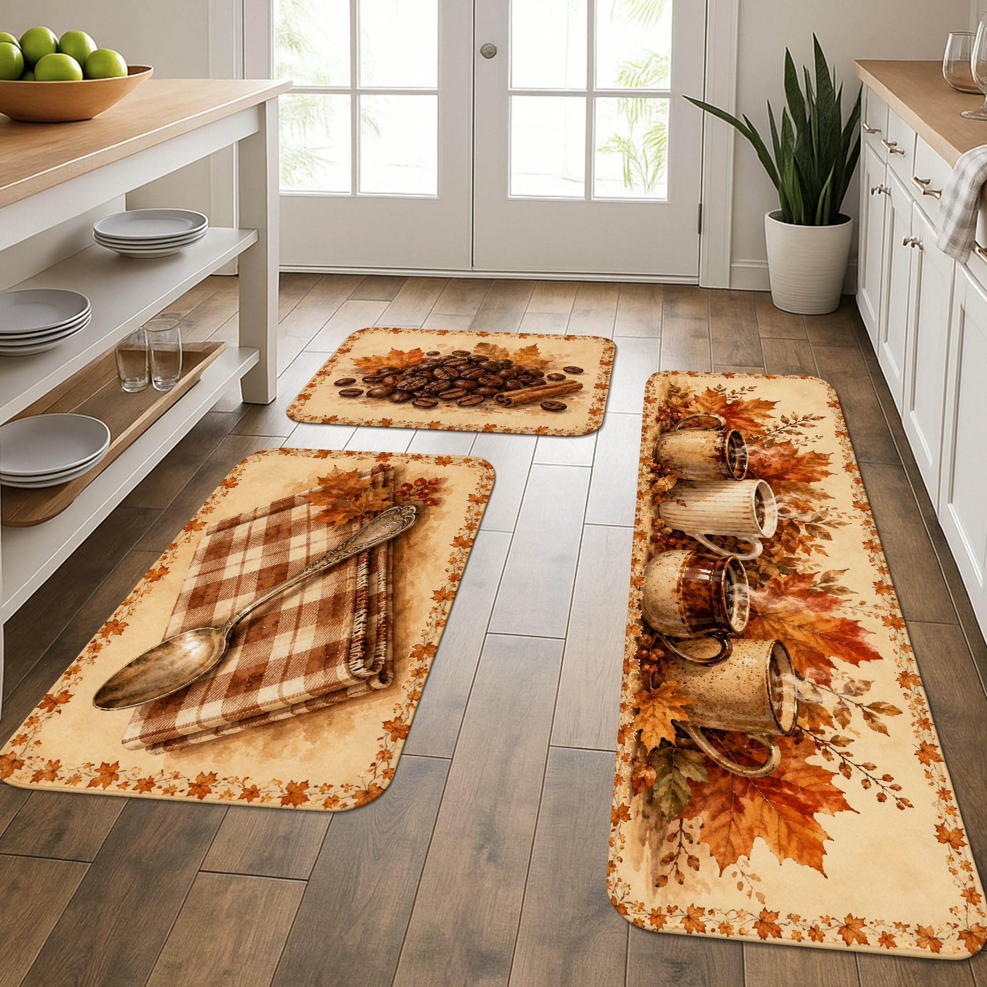 Tapis de cuisine lavables et confortables lot de 3 pour sol de salle de bain et entrée
