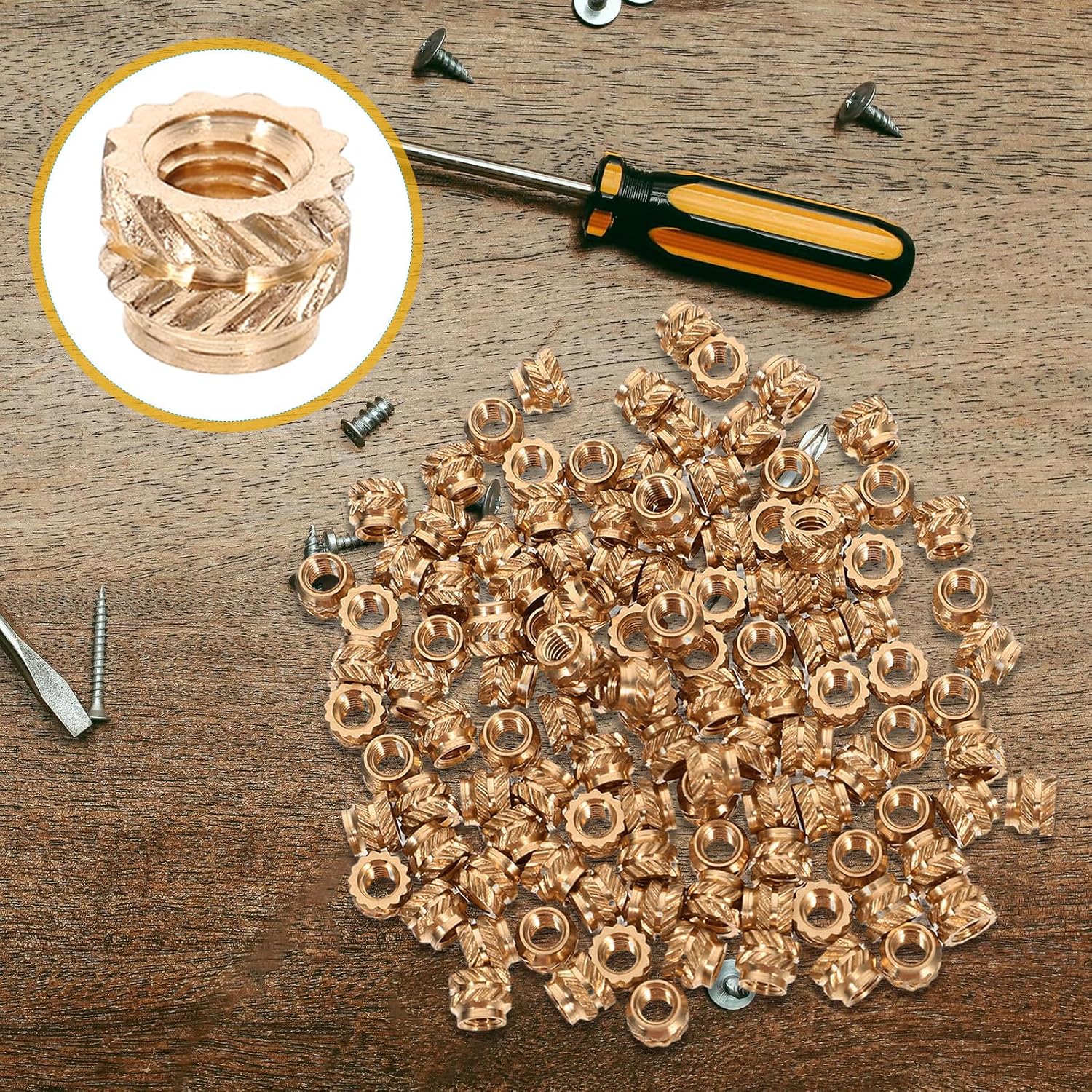 120pcs Copper Threaded Inserts Knurled Internal Thread