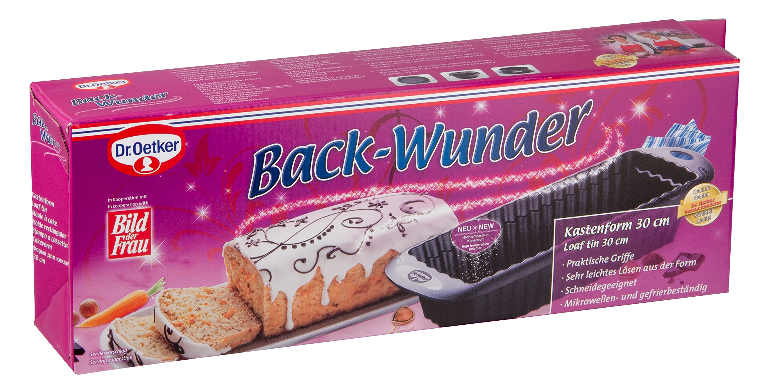 Dr. Oetker Kastenform 30 cm, Kunststoffform mit Griffen, innovativer Hochtemperatur-Kunststoff, Backform der Serie Back-Wunder, Menge: 1 Stück