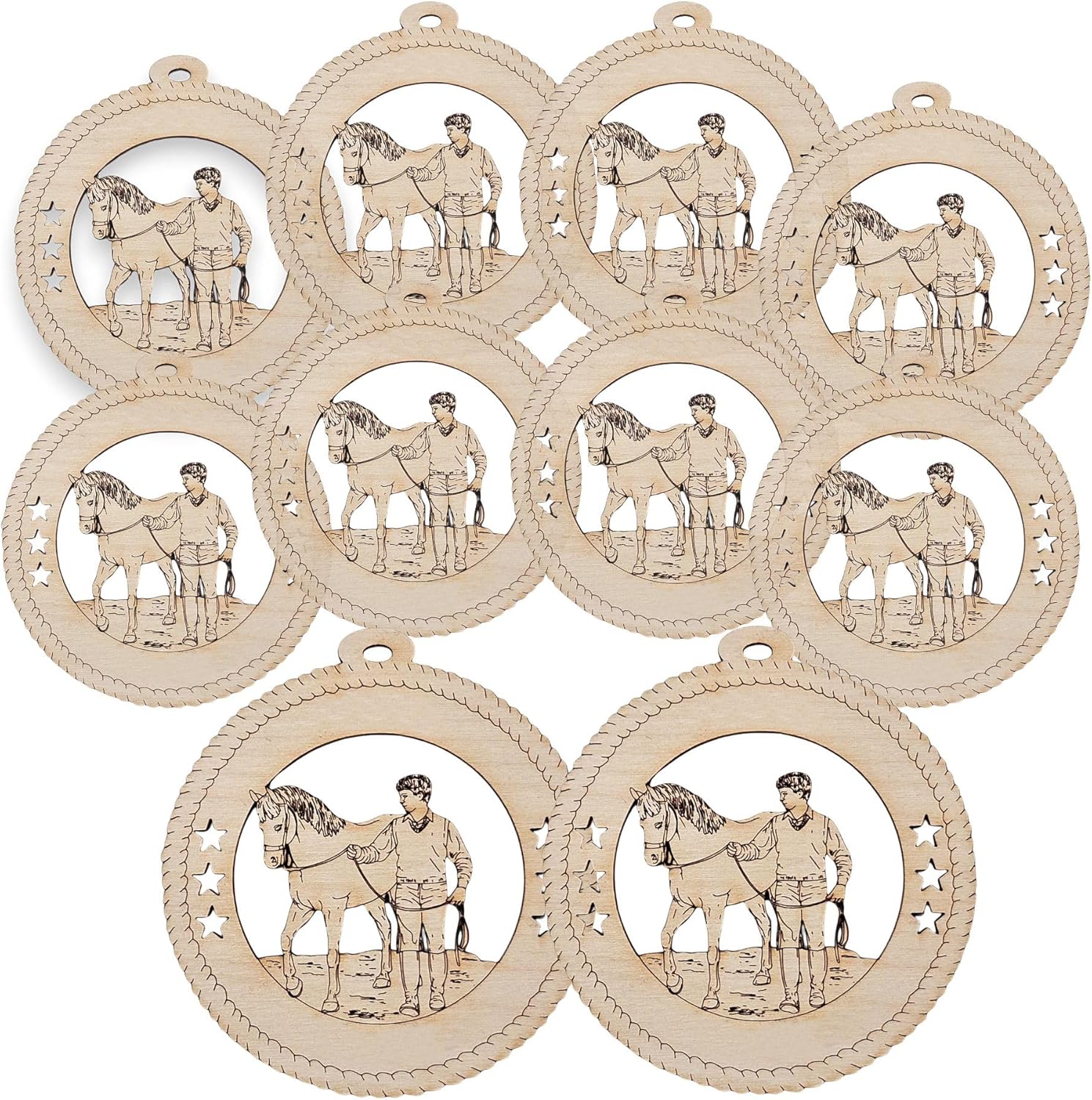 10PK Boy with Pony Ornaments, Equestrian Keepsakes, Holiday Decor for Horse Lovers