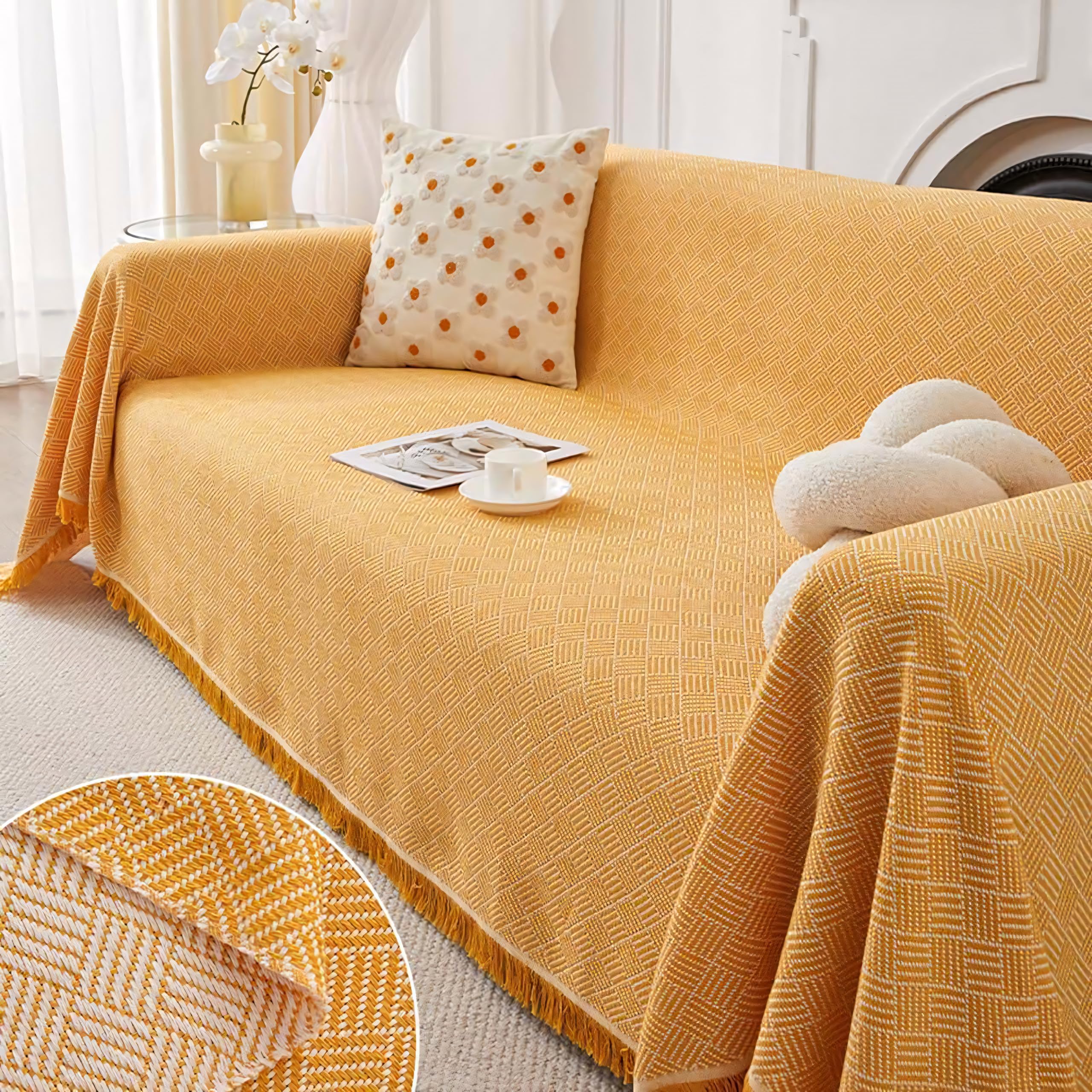 SDYdsgE sofa cover， Large Sofa Covers for Sectional 1 2 3 4 Seater Slipcovers with L Shape Furniture Protector(Orange,180x260cm)