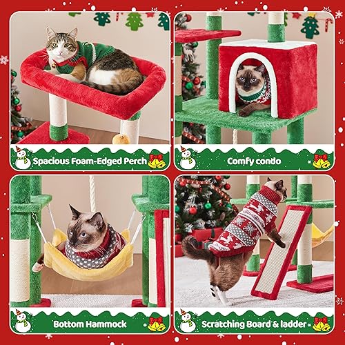 Vista 47 de Yaheetech Torre para gatos de 63 pulgadas, muebles para mascotas de varios niveles para gatitos de interior con postes rascadores cubiertos de sisal