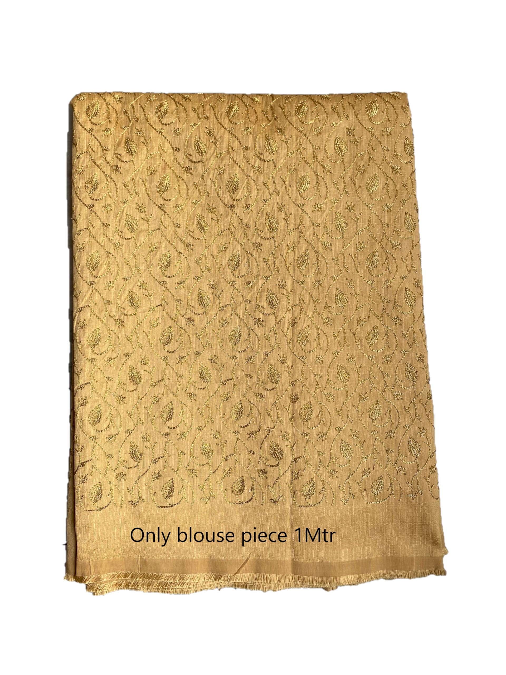 SHANTUBA TEXTILES Women Heavy Embroidery silk Kanjivaram Silk Saree Banarasi Silk Saree blouse piece 1Mtr, Gold, One Size