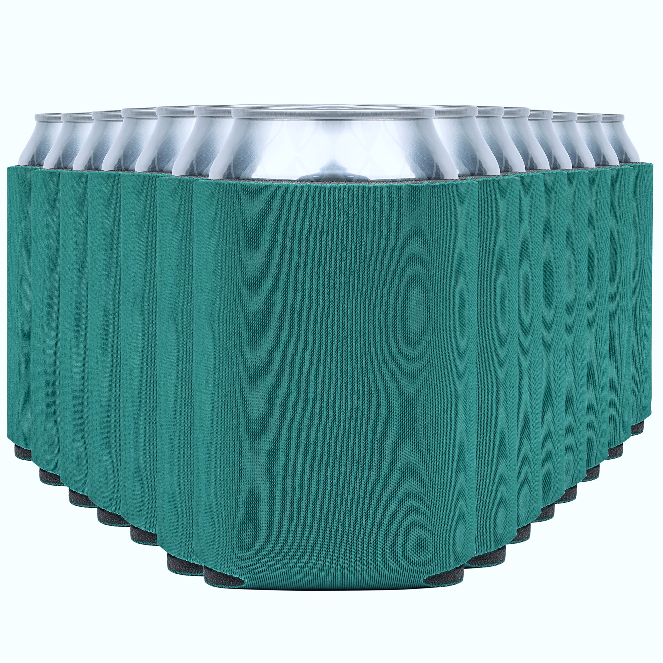 Blank Beer Can Coolers Sleeves (14-Pack) Soft Insulated Beer Can Cooler Sleeves - HTV Friendly Plain Can Sleeves for Soda, Beer Cans &amp; Bottles - Blanks for Vinyl Projects &amp; Wedding Favors (Teal)