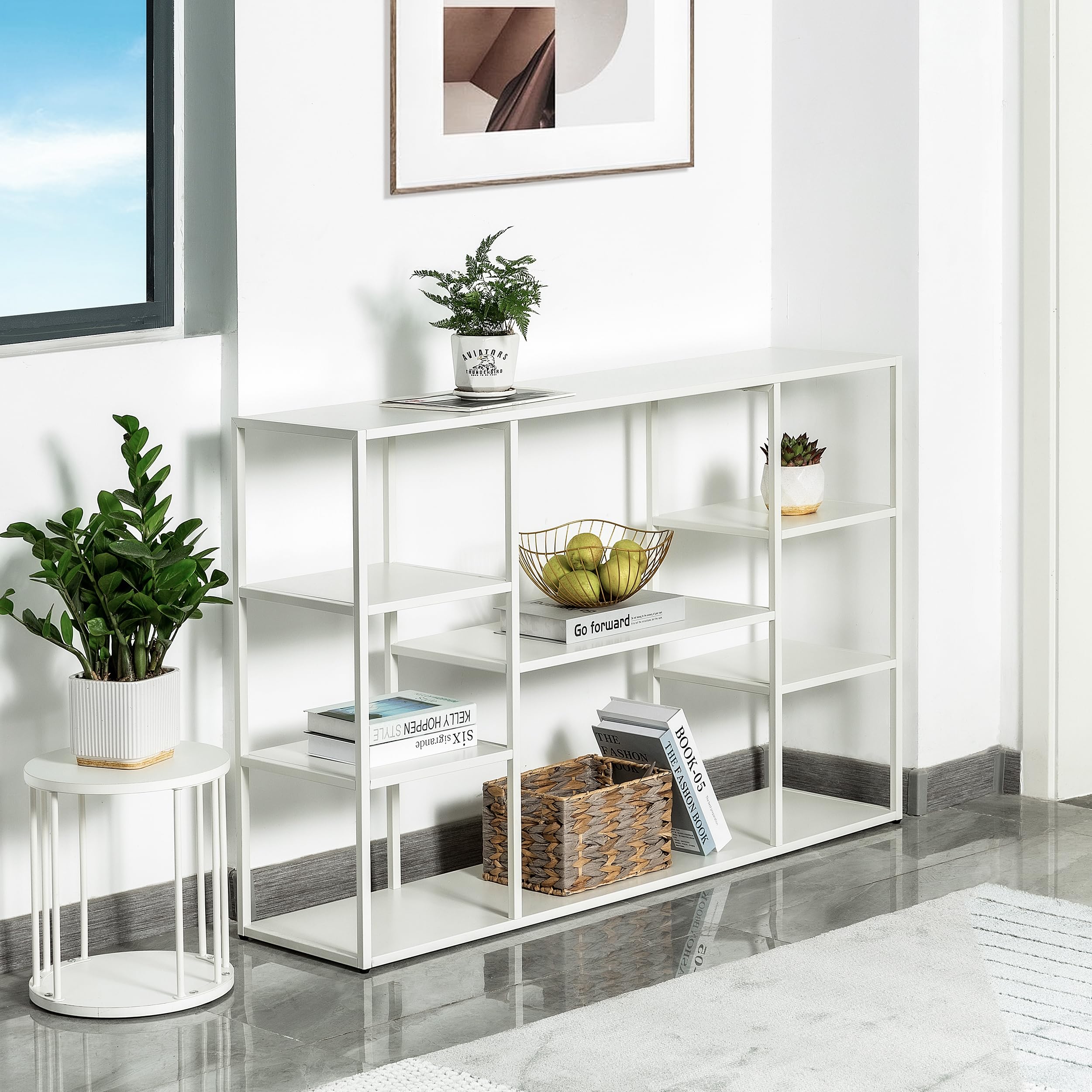 HDANI Tavolo Consolle,Mobili Ingresso Moderno,Consolle Ingresso,Telaio Robusto e Stabile,Piedini Regolabili,per Soggiorno,Corridoi,Porta d'ingresso (Bianco, 120 x 30 x 80 cm)
