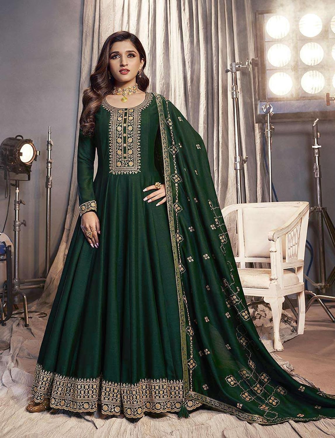 Silk Material Party/Wedding Night Ready to Wear Full Gown Salwar Kameez Suit for Women (2631)
