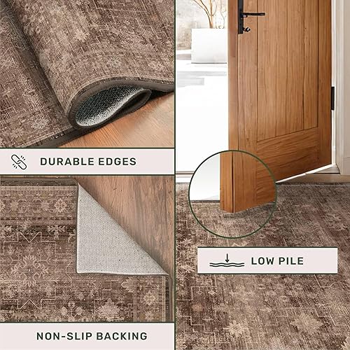 Miniatura 219 de Alfombra Boho Negra para Sala de Estar - Alfombra de Área Lavable de 10x14 Pies, Alfombras de Comedor para Debajo de la Mesa, Alfombra Suave de Pelo