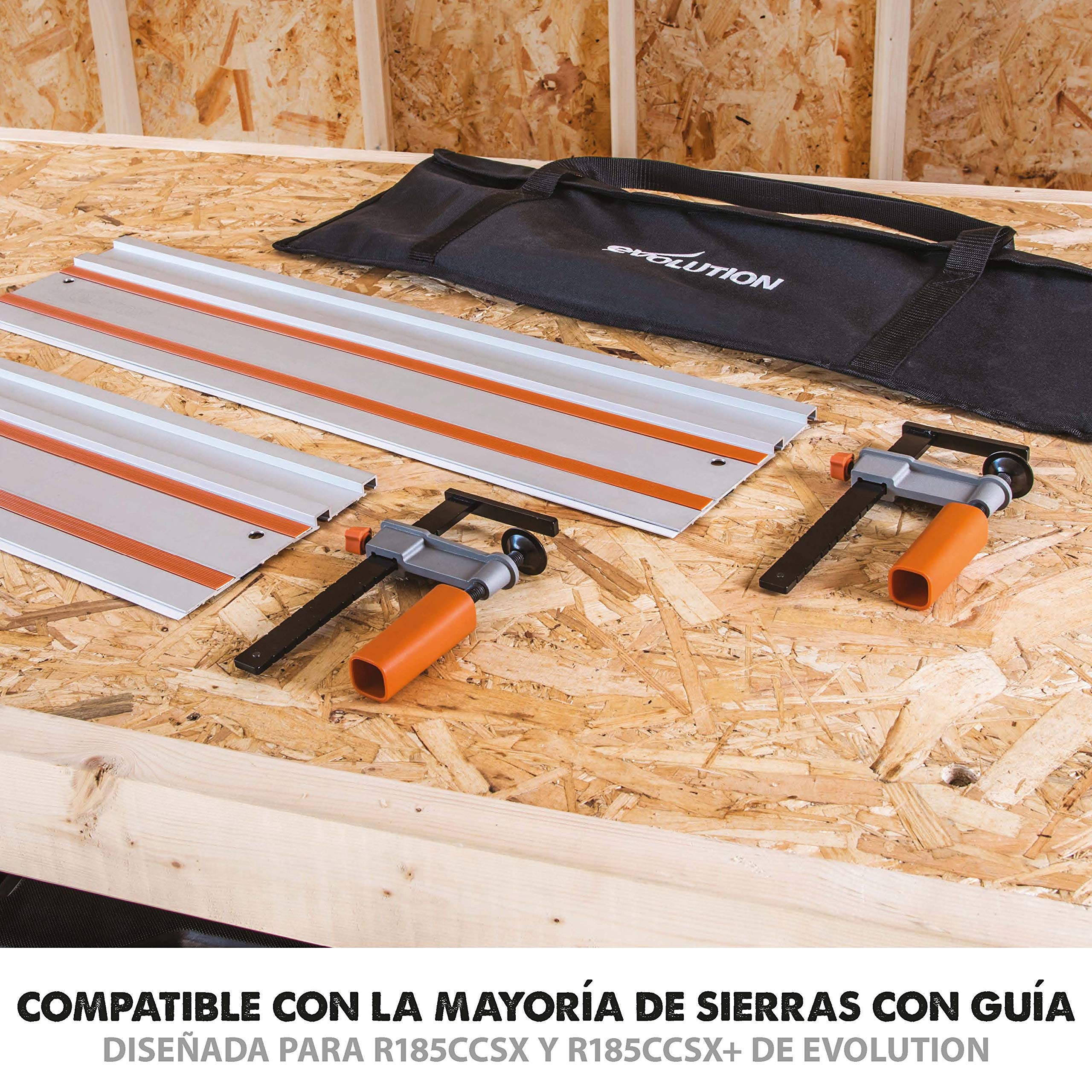 Evolution Power Tools ST1400 - Guía De Sierra Circular, 1400 mm, Compatible con las sierras circulares con guía R185CCSX y R185CCSX+ Evolution