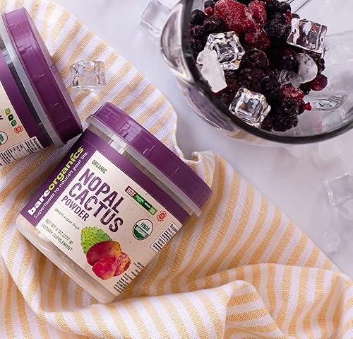 Miniatura 6 de Bareorganics - Polvo de cactus de nópalo en polvo de superalimento crudo, orgánico, vegano y sin OGM, 283 ml