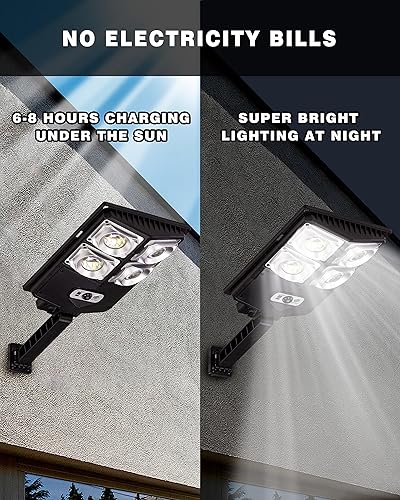 Miniatura 3 de 200W 2 paquetes de luz solar de calle para exteriores 10000LM luz solar al aire libre sensor de movimiento, luces de inundación solares LED con