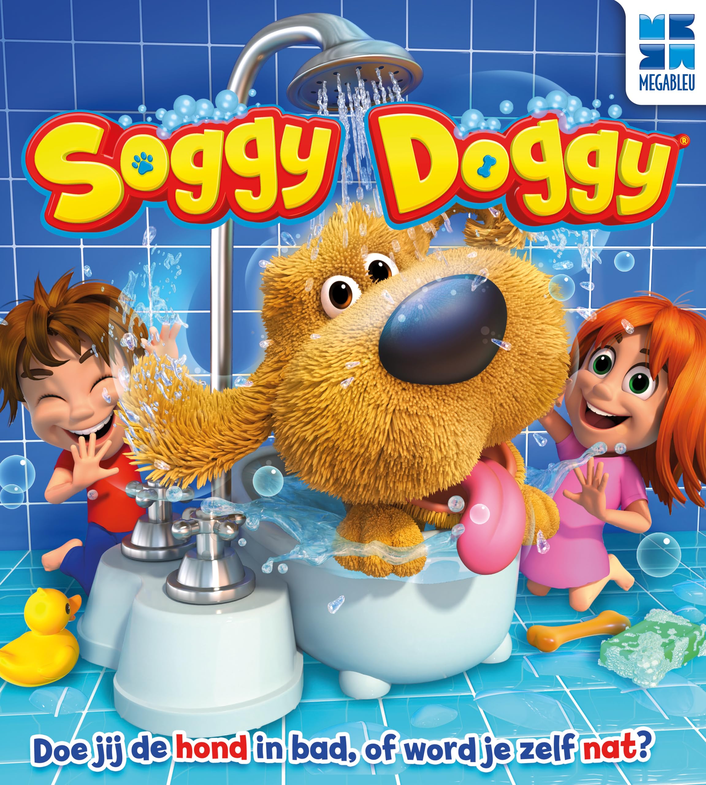 Megableu - SOGGY DOGGY - Edizione NL - Gioco da tavolo per Bambini 4 Anni + - Gioco Interattivo con Cane che Schizza - 2-4 Giocatori - Divertente Gioco d'Acqua Per Tutta La Famiglia - Idea Regalo -