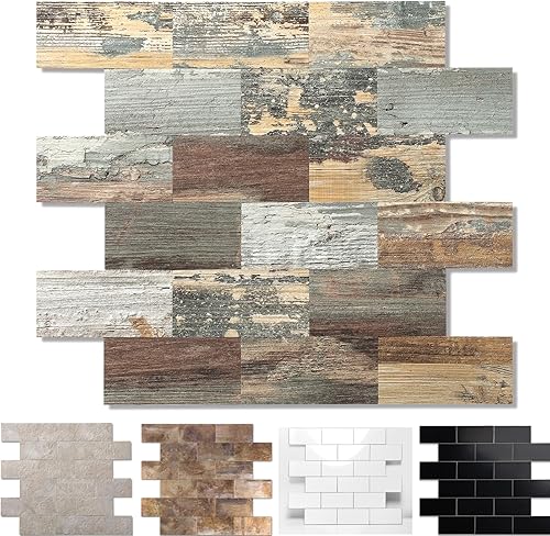 Paquete de 10 azulejos de pared de PVC de 12 x 12 pulgadas, para despegar y pegar, para cocina, azulejos de baño, decoración de chimenea, mesa de