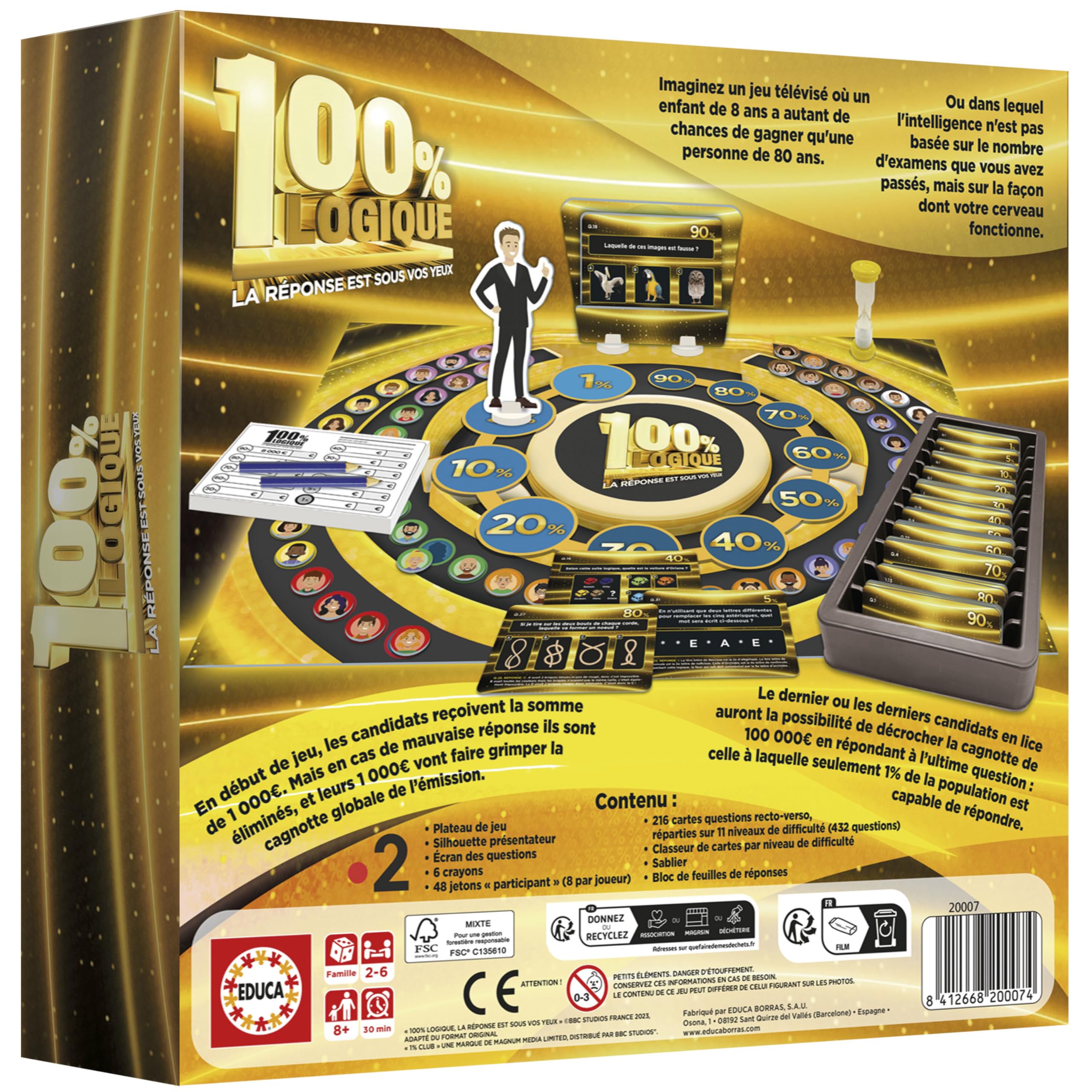 Gioco da tavolo - EDUCA - Logica al 100%: La risposta ? davanti ai tuoi occhi - Tratto dalla serie TV per bambini di 8 anni