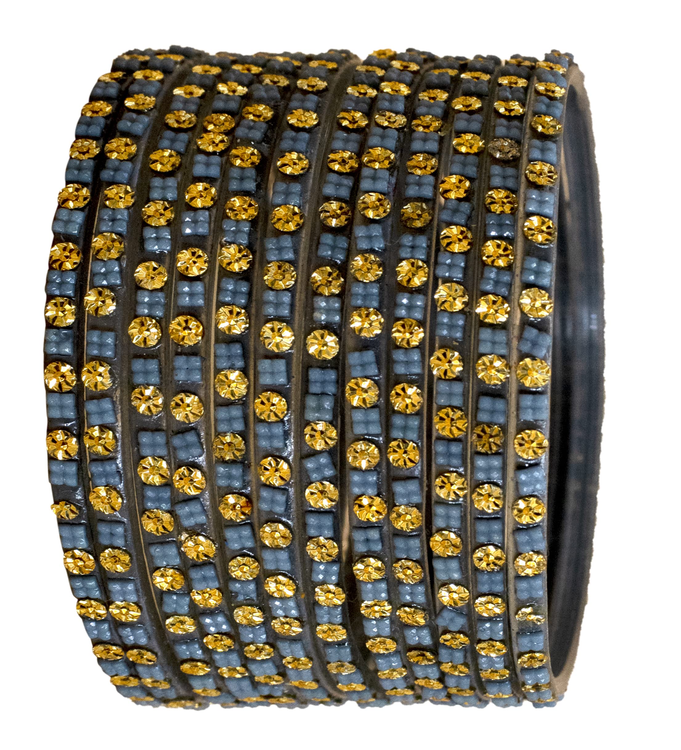 The Golden Cascade Latest Glass Bangles for Women | Beads Stone Design Glass Bangle for Girls | Daily Use, Karwa Chauth Wear Kanch Chudi for Ladies |NVLI (Grey, Large 2.8) (B0BHKPVBT5) Amazon Price History, Amazon Price Tracker