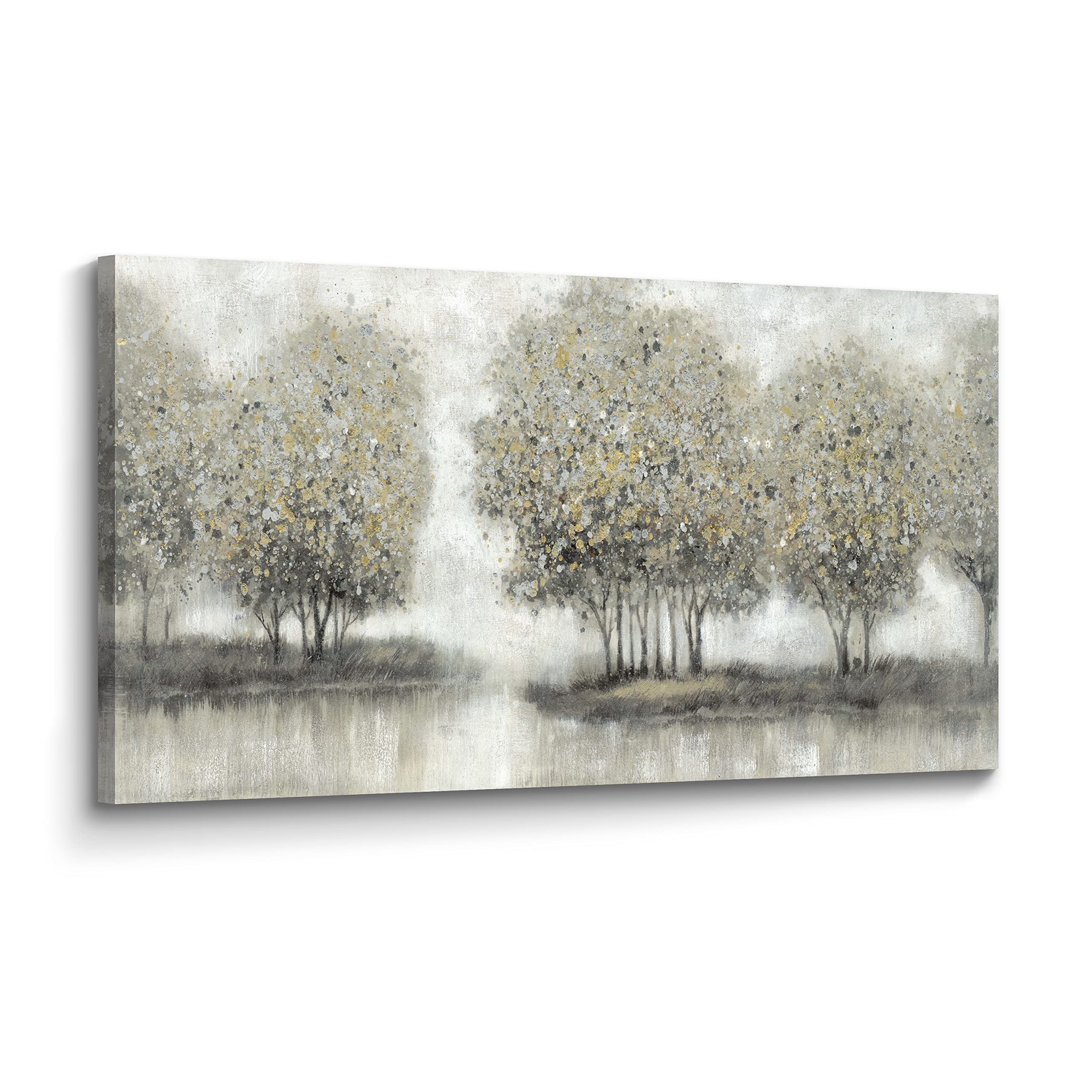 abstract tree canvas wall art: living room large rustic nature landscape painting bedroom aesthetic forest artwork decor kitchen horizontal modern scenery picture print for home