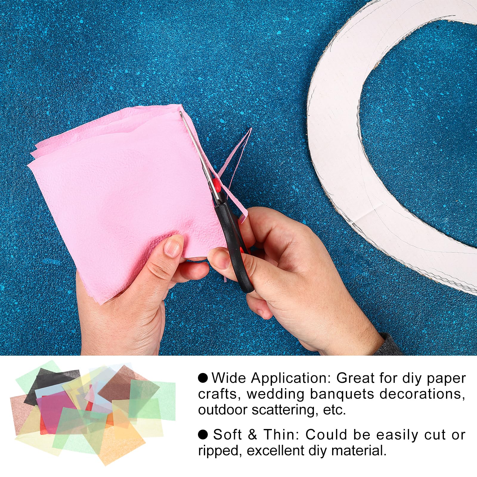 Rebower 2000 Pcs 4 Inch Tissue Paper Squares, 10 Assorted Color Tissue Squares Table Confetti Colorful Tissue Paper Bulk, [for DIY Projects, Art Supplies, Scrapbooking,Valentine's Day]