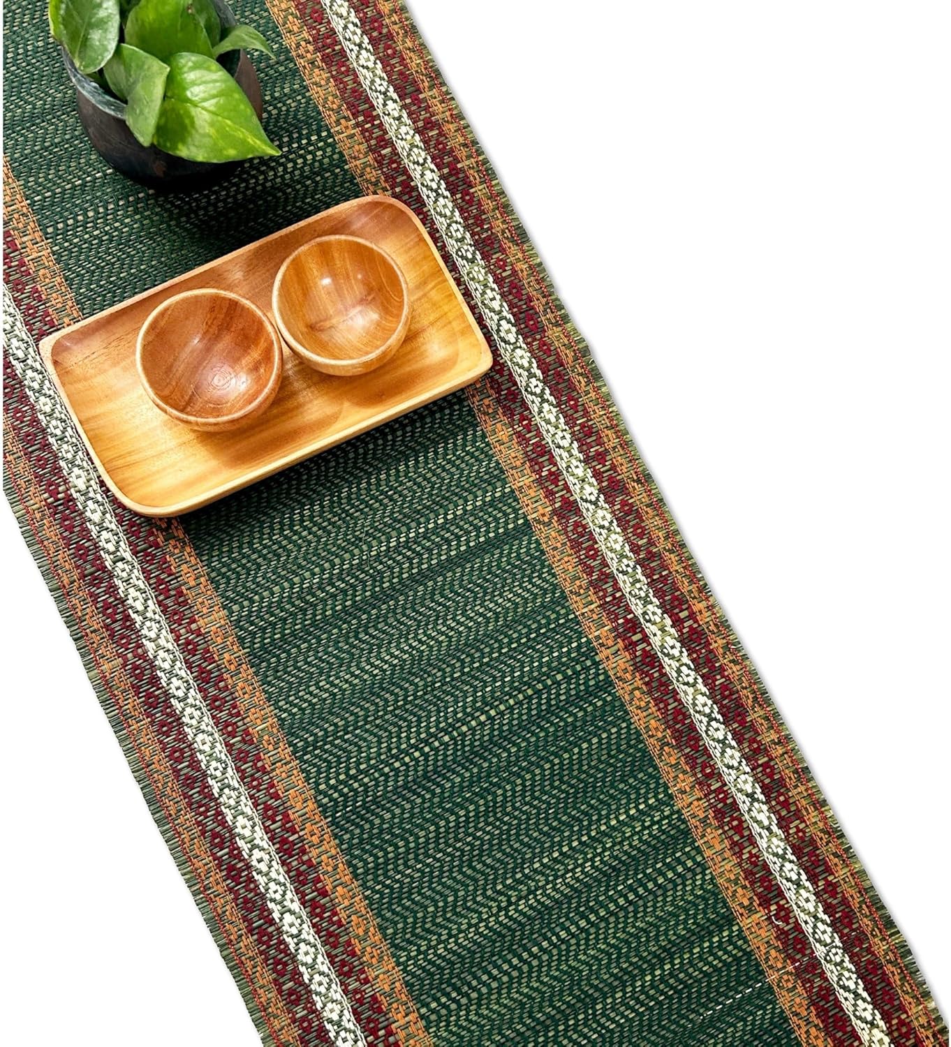 Handmade Dining Table Runner | Eco-Friendly Tableware Sustainably Handwoven from Natural Grass / Green