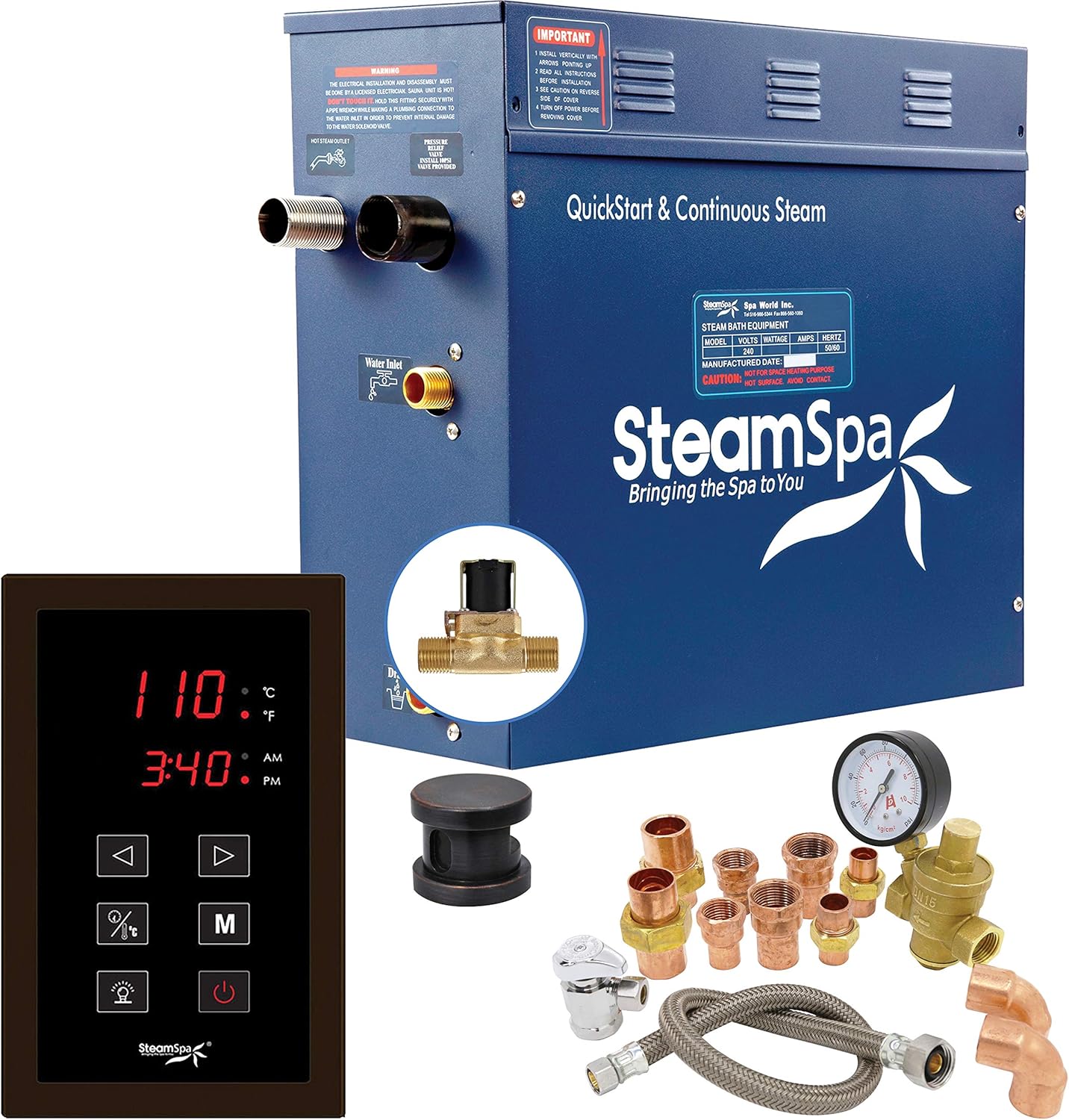 Steam Shower Generator Kit System Rubbed Bronze Steam Shower Head