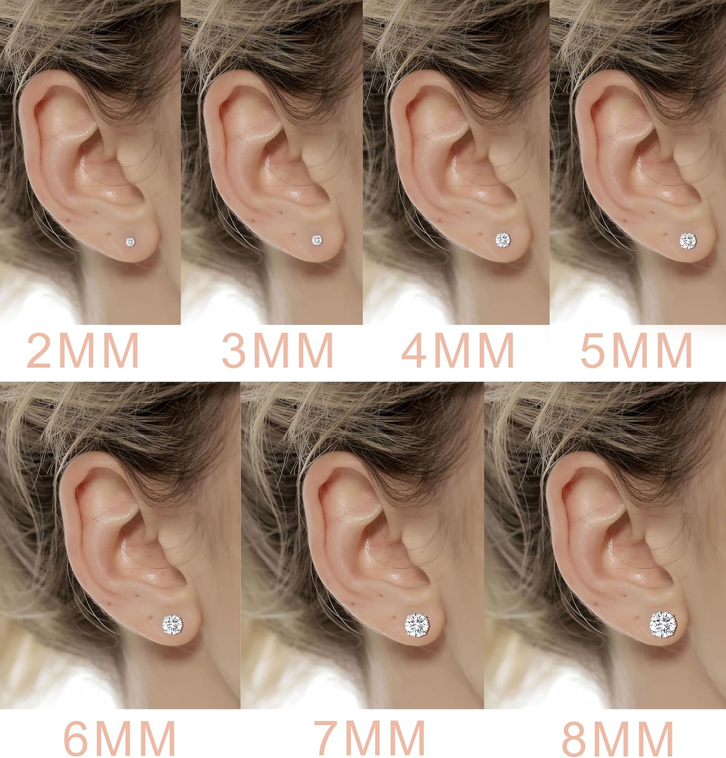Tornito 7 Pairs 20G Threadless Flat Back Earrings Stud Stainless Steel Round CZ Stud Earrings Set Cartilage Earring Tragus Helix Push in Earring Piercing Jewelry For Men Women 2MM-8MM Silver Tone - Image 4