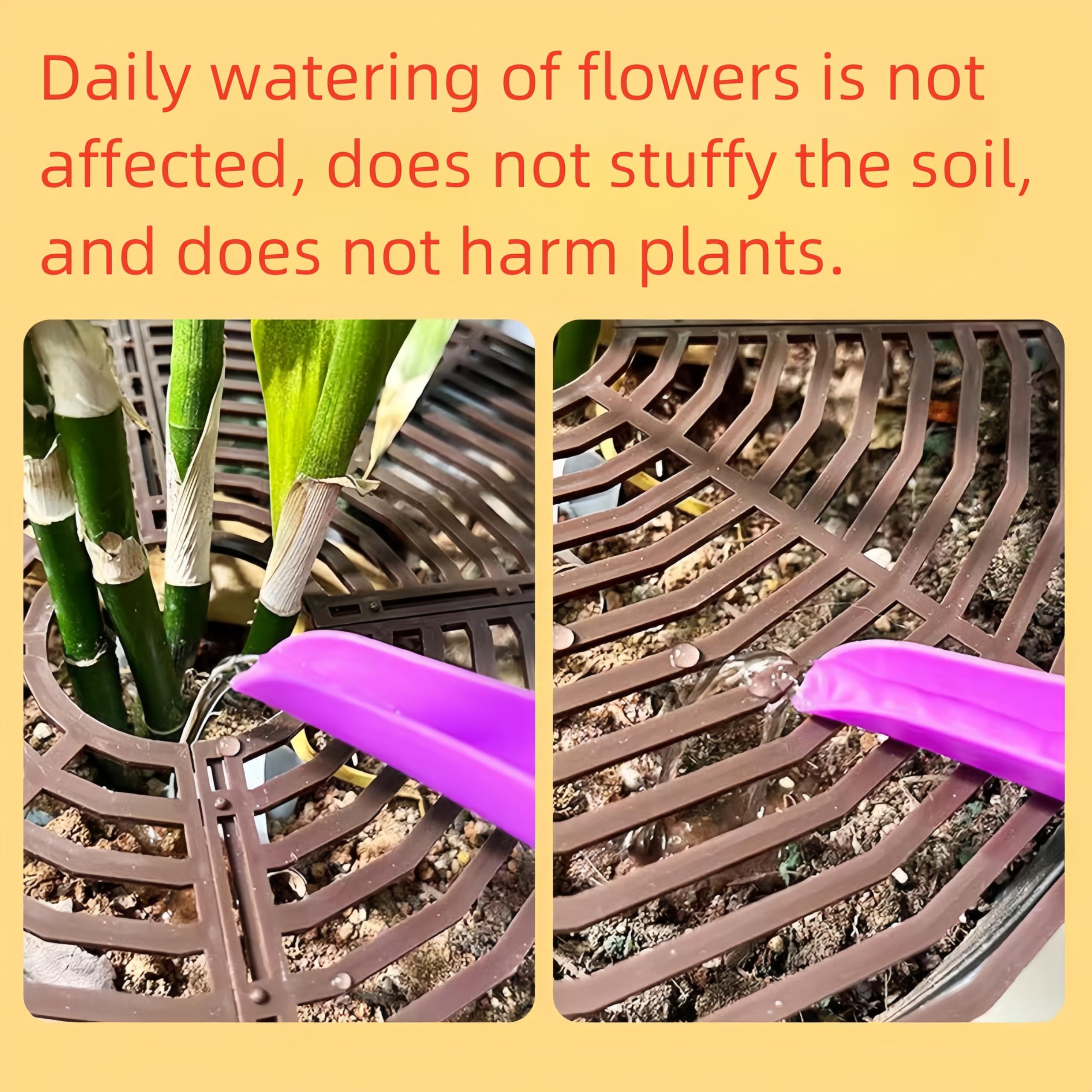 Wuyue Hua 4 Pcs Plant Pot Cover Plant Protector from Animal 30cm/11.8" Plant Pot Grid with Center Cutout Flower Cover Soil Protectors for Plants (Black) - Image 2