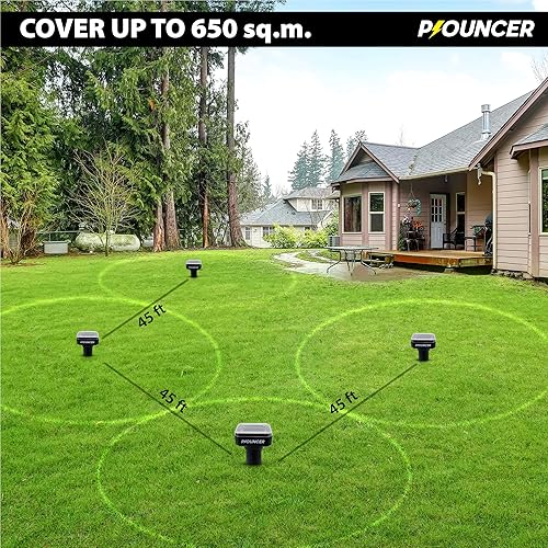 Miniatura 4 de P-OUNCER Repelente solar de topos (6 unidades) Repelente ultrasónico de plagas para ratas, ratones, ratones y gophers, estacas impermeables para