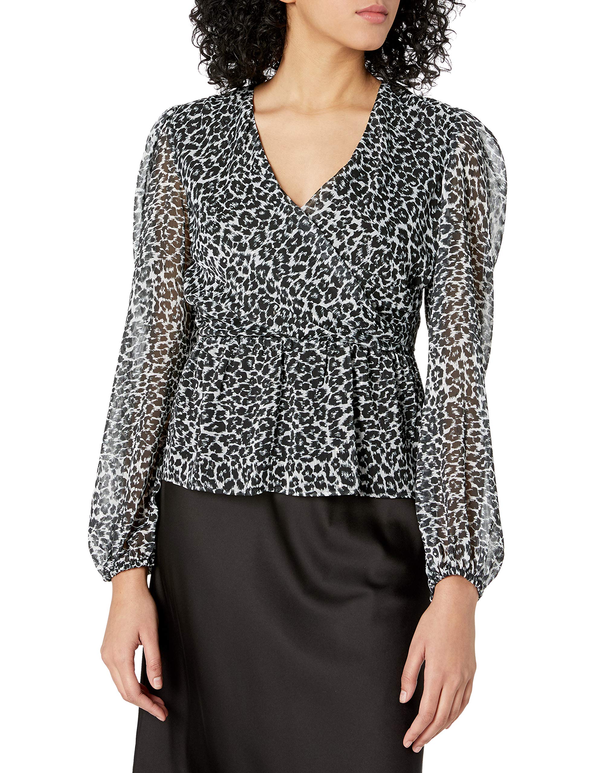 The KooplesLong Sleeve Printed Draped Top Blouse