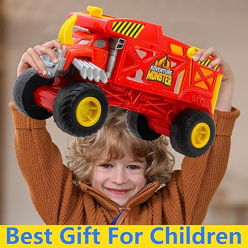 Miniatura 9 de KARMOUNT Monster Trucks Monster Mover Rhino Toy Car Hauler, Monster Carrier con 3 Mini Monster Trucks, Super Ramp Lauch, regalo para niños de 3 años