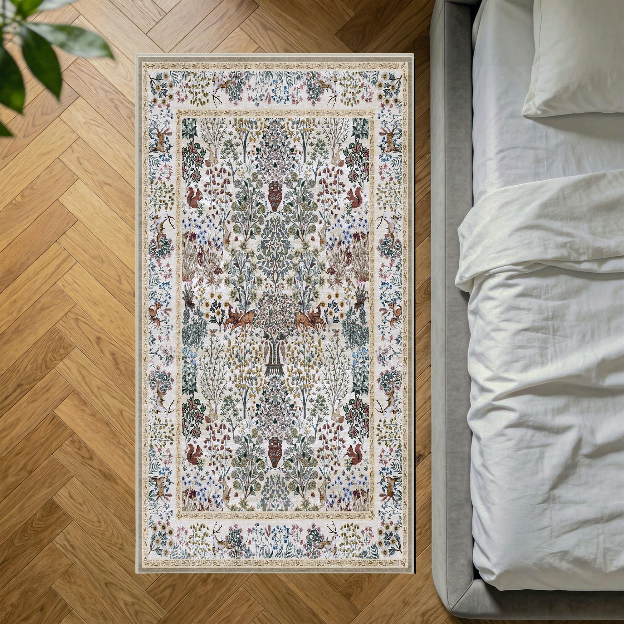 Decoranddecor Floral Kitchen Rug 80x150cm Washable Bedroom Non-Slip