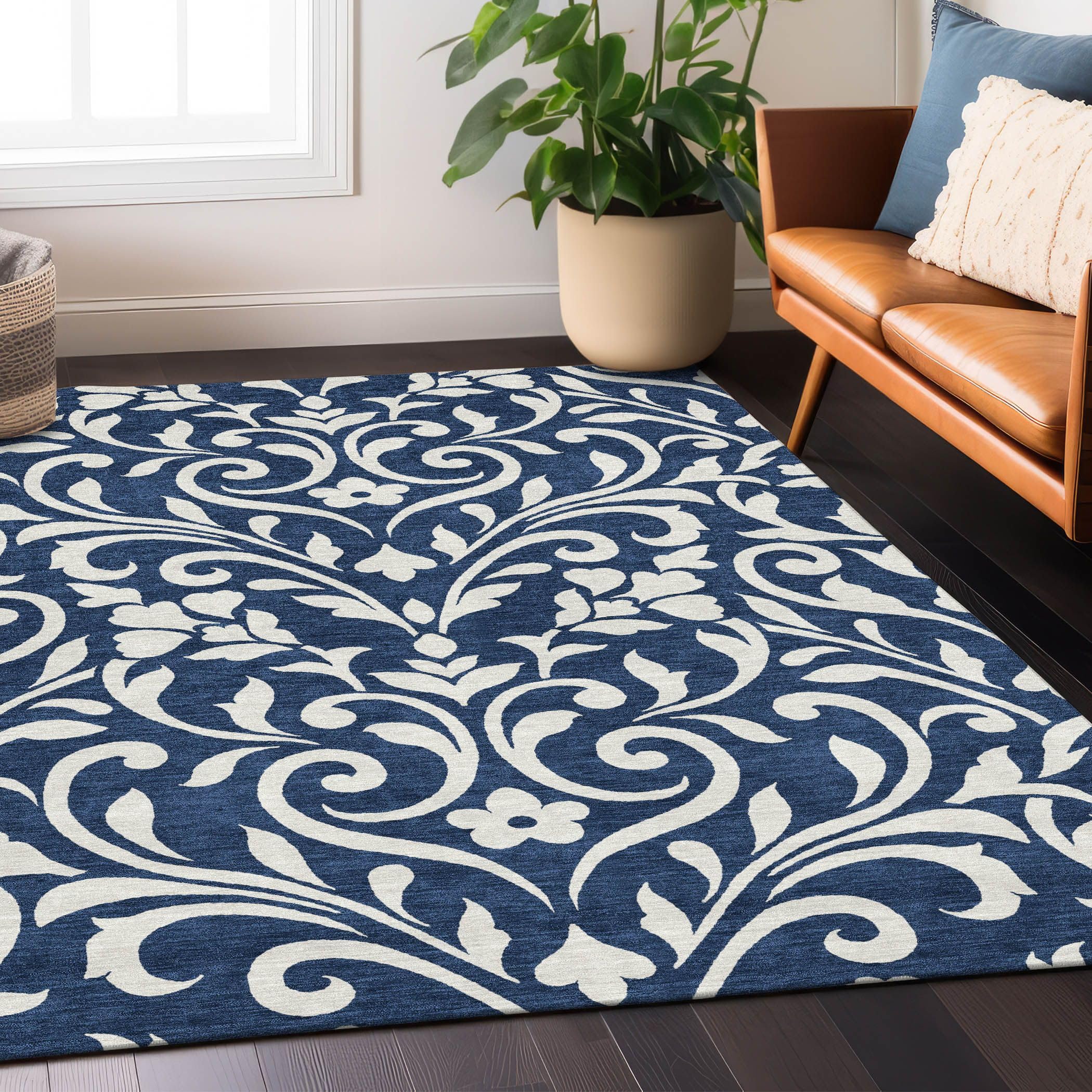 Addison Rugs Chantille ACN875 Blue 8' x 10' Indoor/Outdoor, Machine Washable, Easy Clean, Non Shedding, Bedroom, Living Room, Dining Room, Kitchen, Patio Rug
